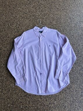 Ralph Lauren Pink and Blue Striped Men's Button-Down Shirt